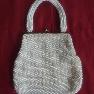 Vintage white beaded purse